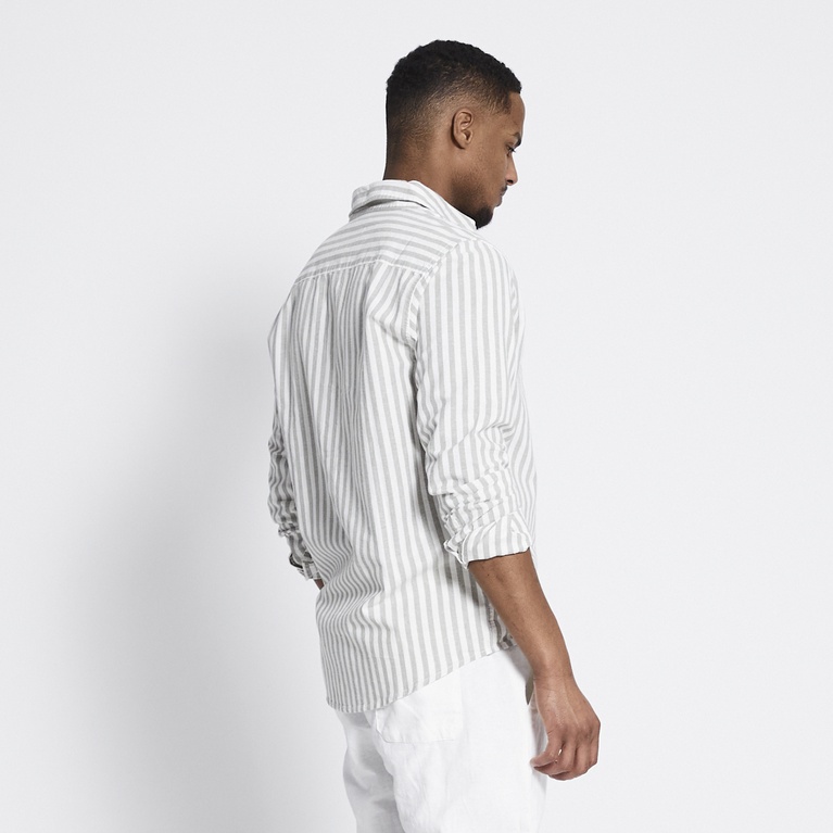 Linen blend shirt "Lucas Stripe" Light Green